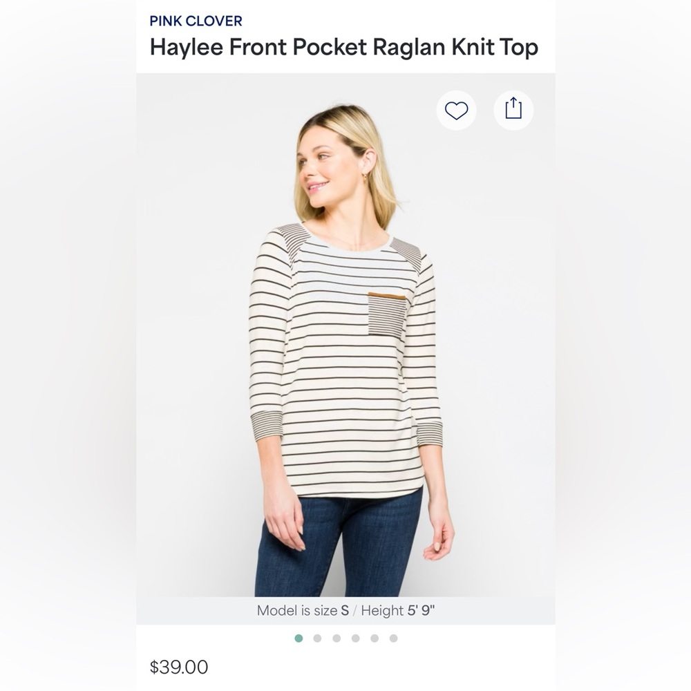 NWT Pink Clover long sleeve tee from Stitch Fix. Perfect with jeans or leggings!